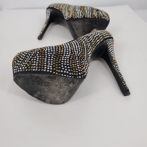 BRECKELLES BLACK CRYSTAL STILETTO'S WOMEN HEELS SHOES SIZE 8M - Picture 8 of 16